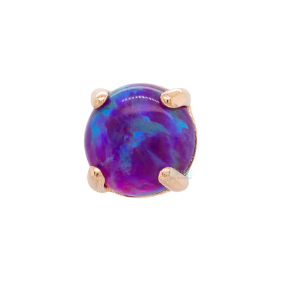 4mm "Ziana" Prong-Set Opal Cabochon Threaded End in Rose Gold