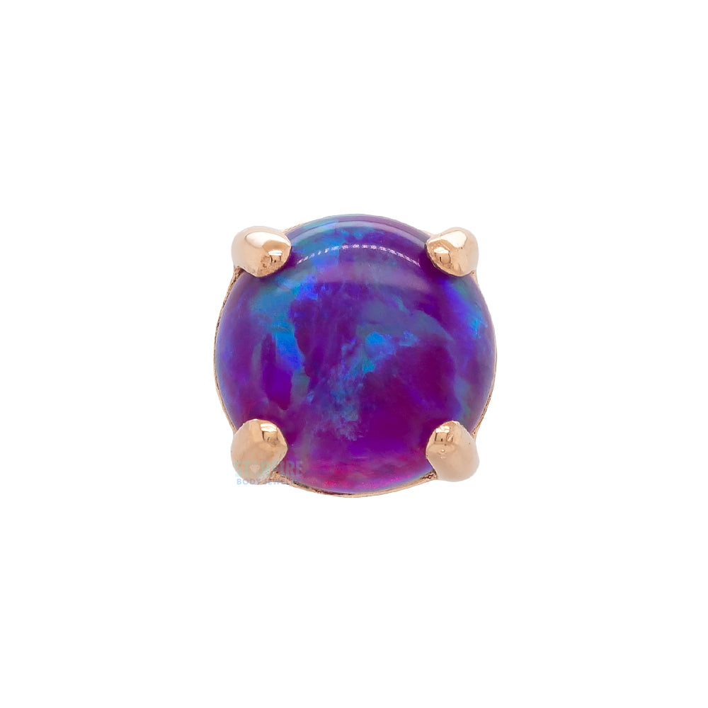 4mm "Ziana" Prong-Set Opal Cabochon Threaded End in Rose Gold