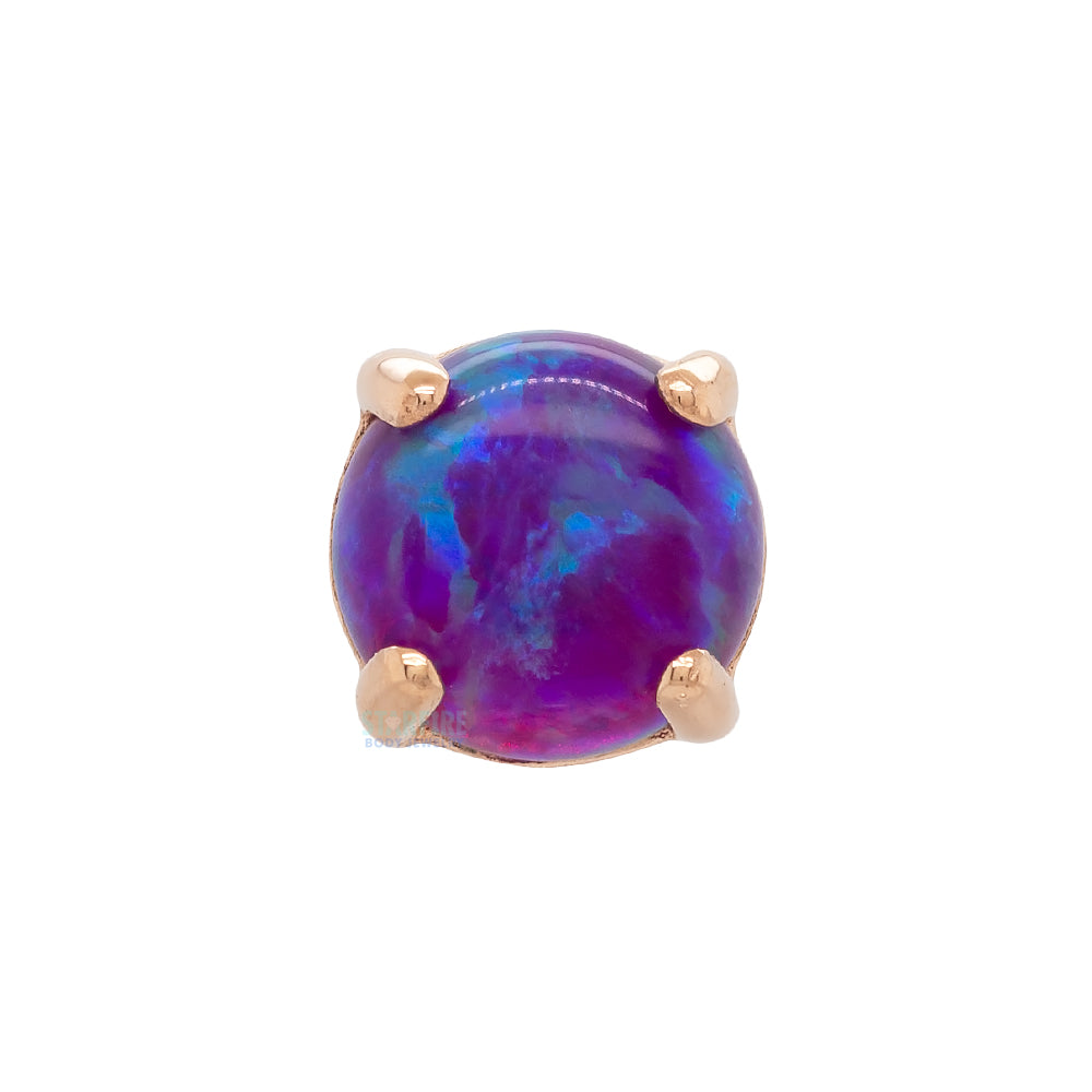 3mm "Ziana" Prong-Set Opal Cabochon Threaded End in Gold