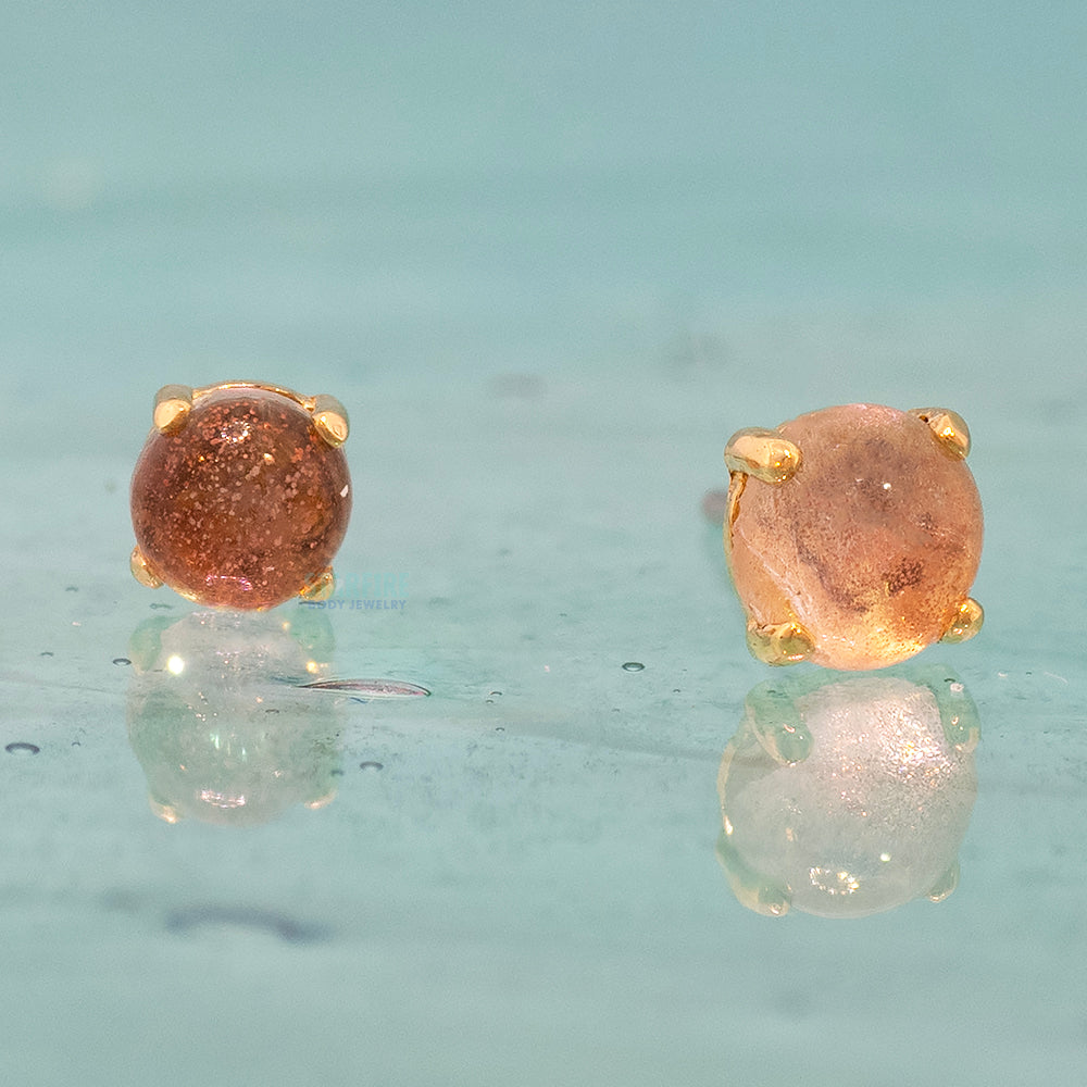 threadless: "Ziana" Prong-Set Oregon Sunstone Cabochon End in Gold