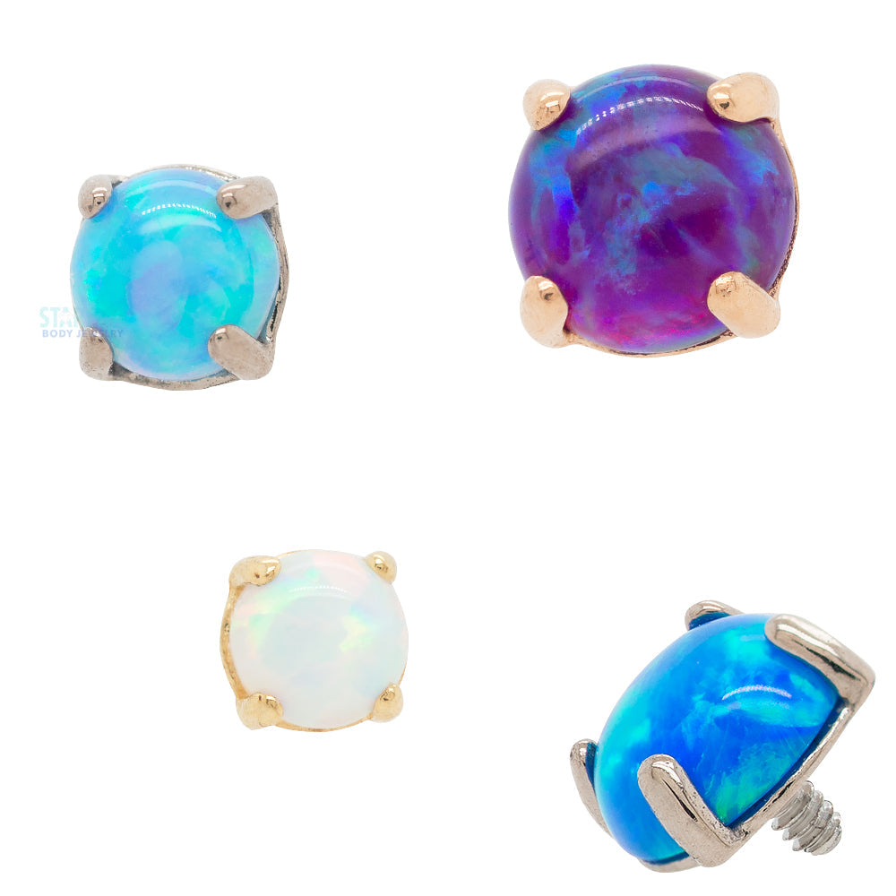 2.5mm "Ziana" Prong-Set Opal Cabochon Threaded End in Gold