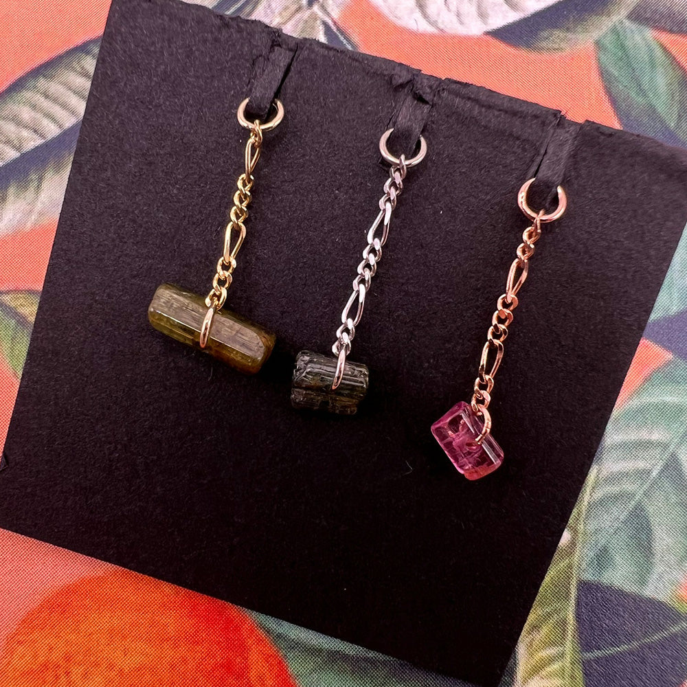 "Tourmaline Tosser" Chain Charm in Gold with Tourmaline