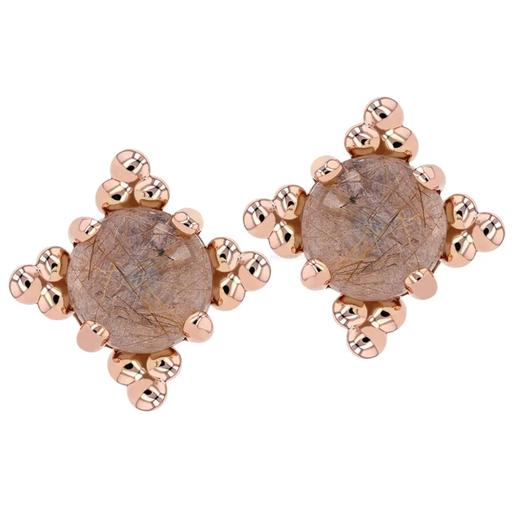 4mm "Zia" Threaded End in Gold with Genuine Natural Stone Cabochon