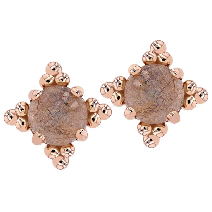 4mm "Zia" Threaded End in Gold with Genuine Natural Stone Cabochon