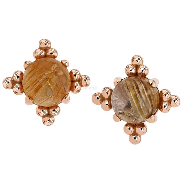 5mm "Zia" Threaded End in Gold with Genuine Natural Stone Cabochon