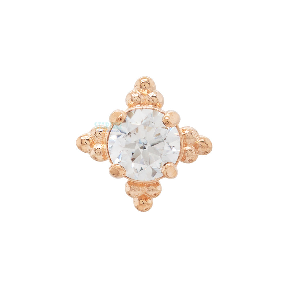 2.5mm "Zia" Threaded End in Gold with Brilliant-Cut Gem