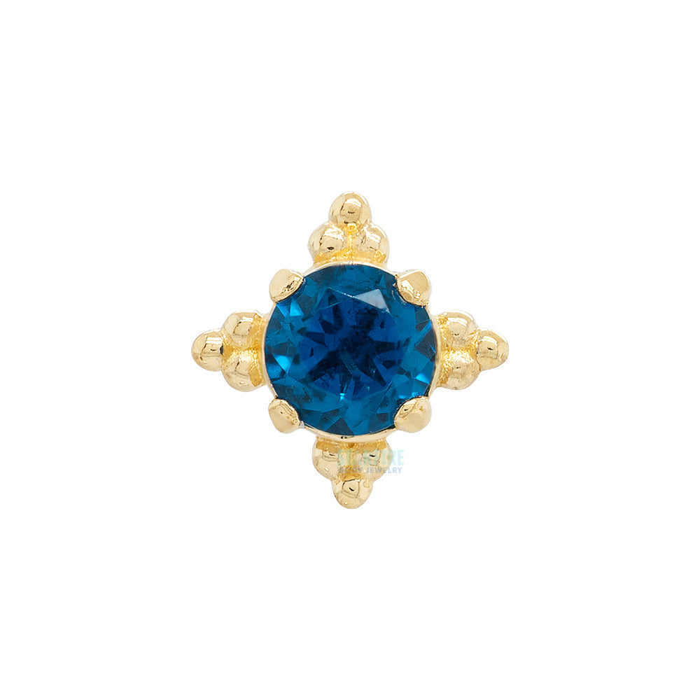 2.5mm "Zia" Threaded End in Gold with Brilliant-Cut Gem