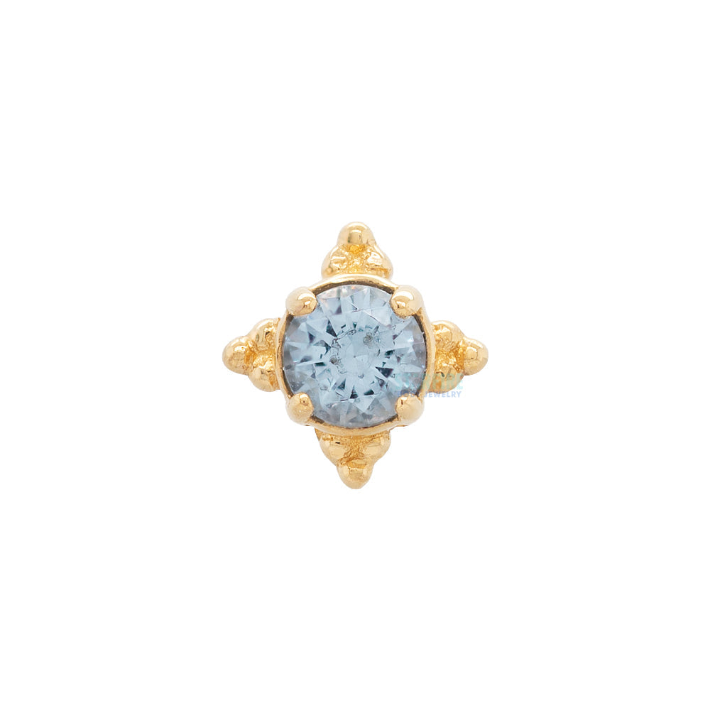 2mm "Zia" Threaded End in Gold with Brilliant-Cut Gem