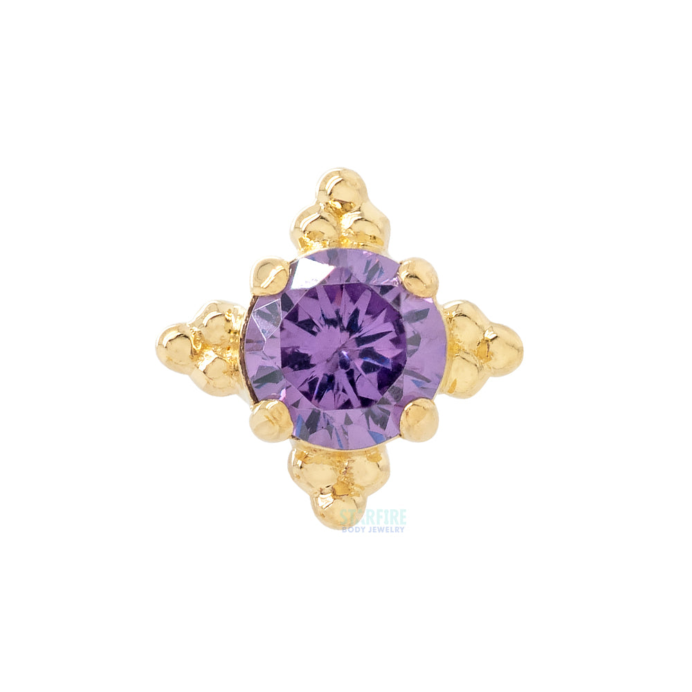 3mm "Zia" Threaded End in Gold with Brilliant-Cut Gem