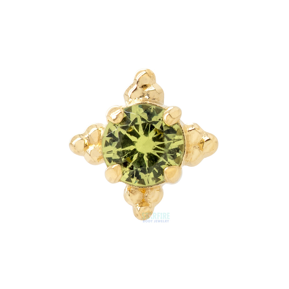 3mm "Zia" Threaded End in Gold with Brilliant-Cut Gem