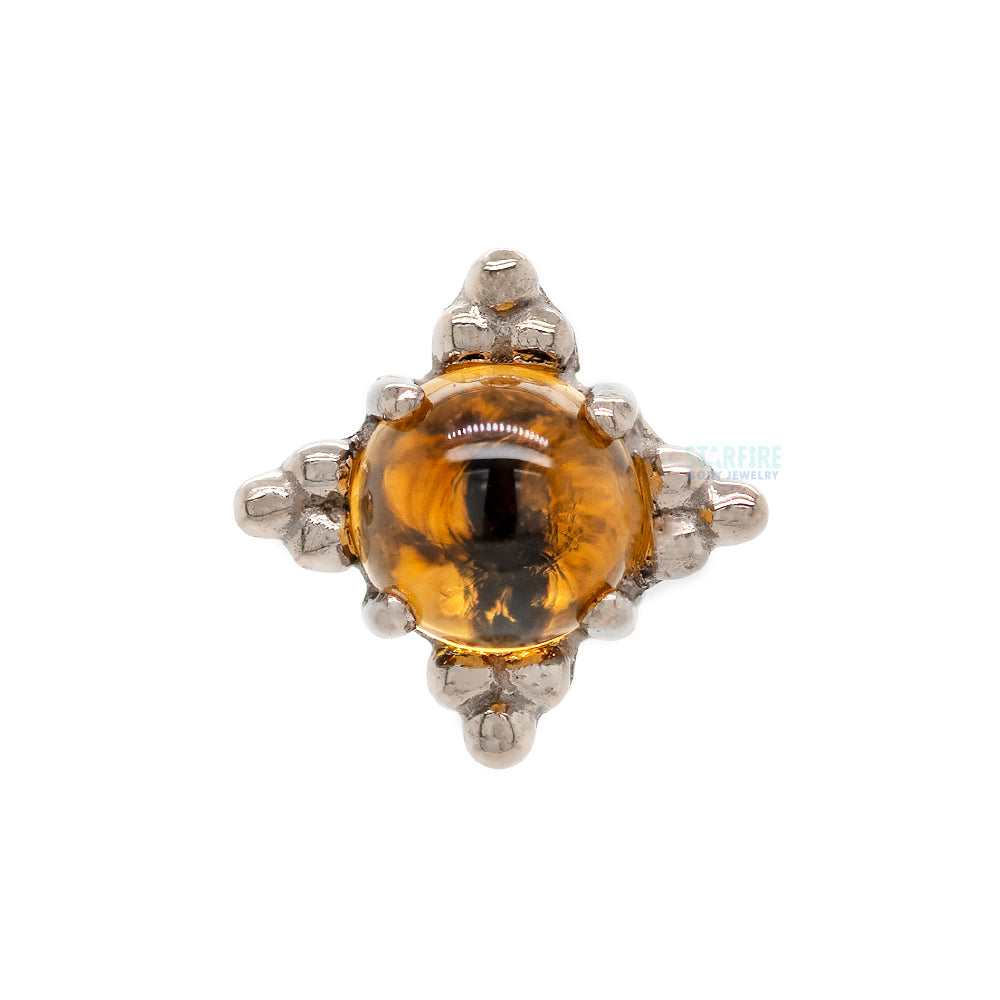3mm "Zia" Threaded End in Gold with Genuine Natural Stone Cabochon