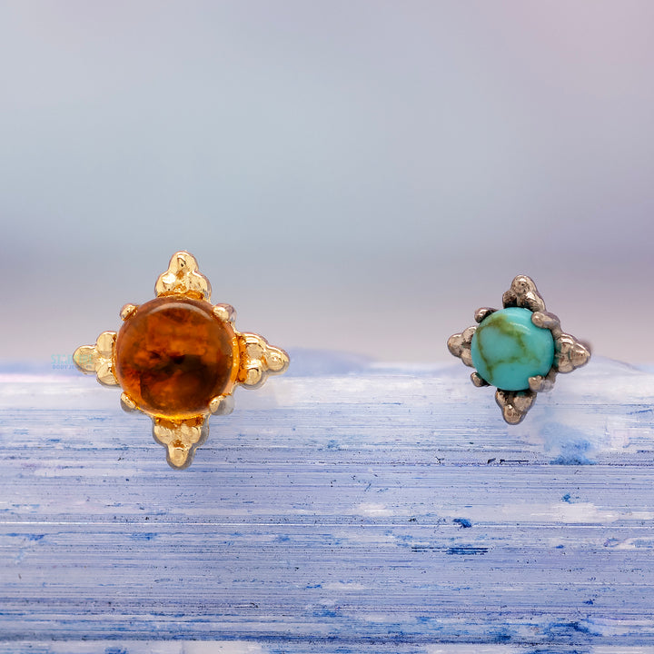 4mm "Zia" Threaded End in Gold with Genuine Natural Stone Cabochon
