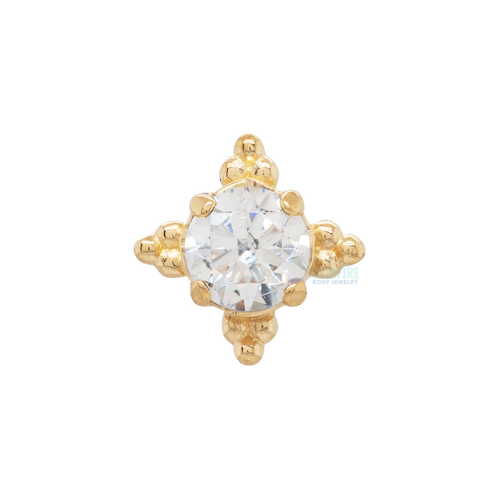 threadless: "Zia" End in Gold with Brilliant-Cut Gem