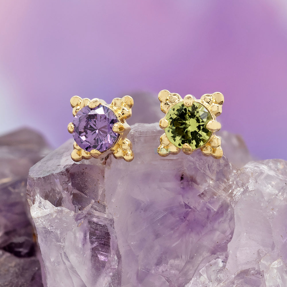 threadless: 3mm "Zia" End in Gold with Brilliant-Cut Gem