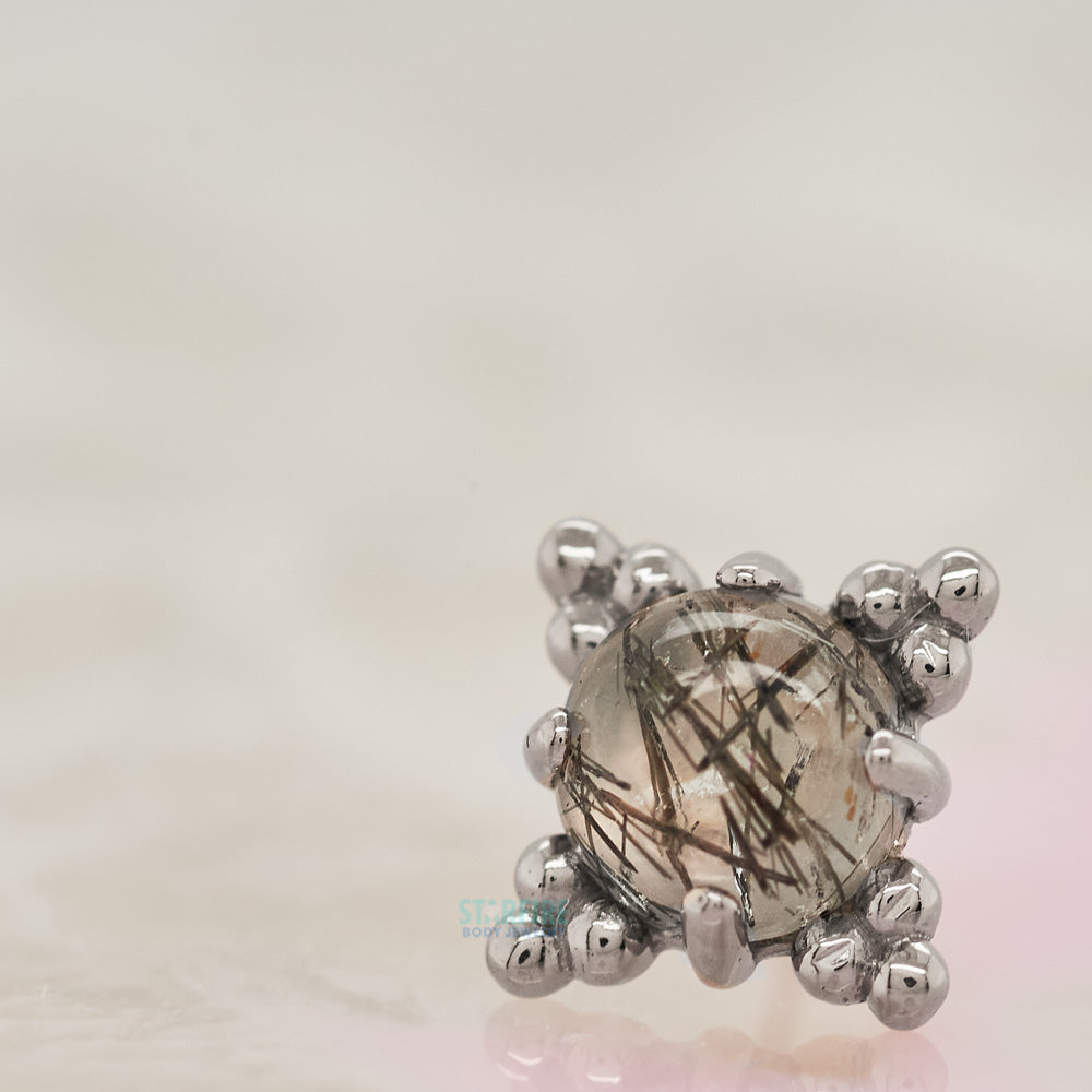 threadless: "Zia" End in Gold with Genuine Natural Stone Cabochon