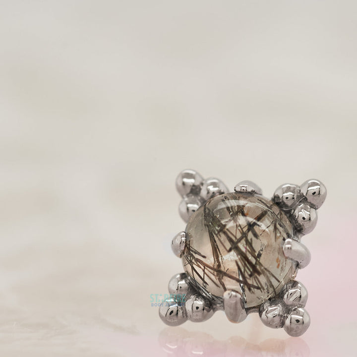 threadless: "Zia" End in Gold with Genuine Natural Stone Cabochon