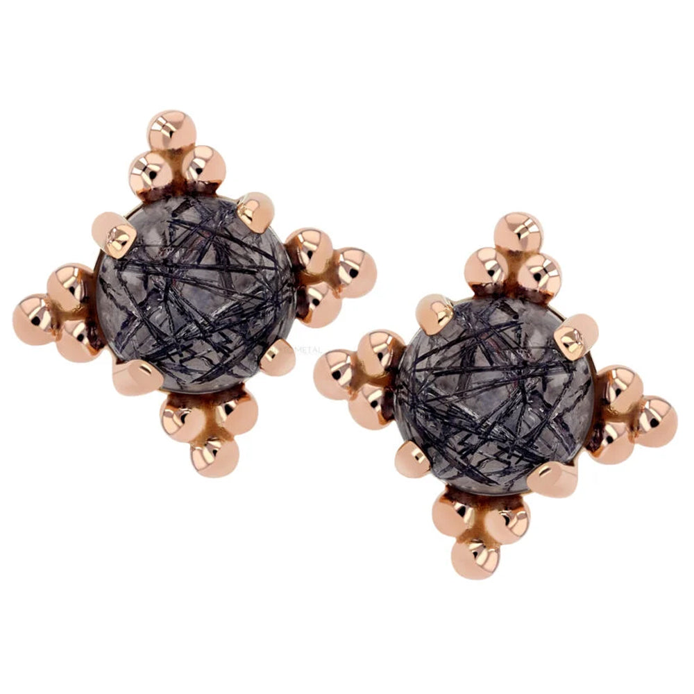 4mm "Zia" Threaded End in Gold with Genuine Natural Stone Cabochon