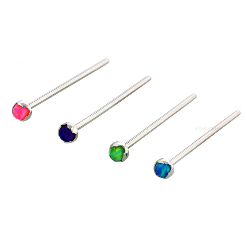 Prong-Set Nostril Screw with Opal