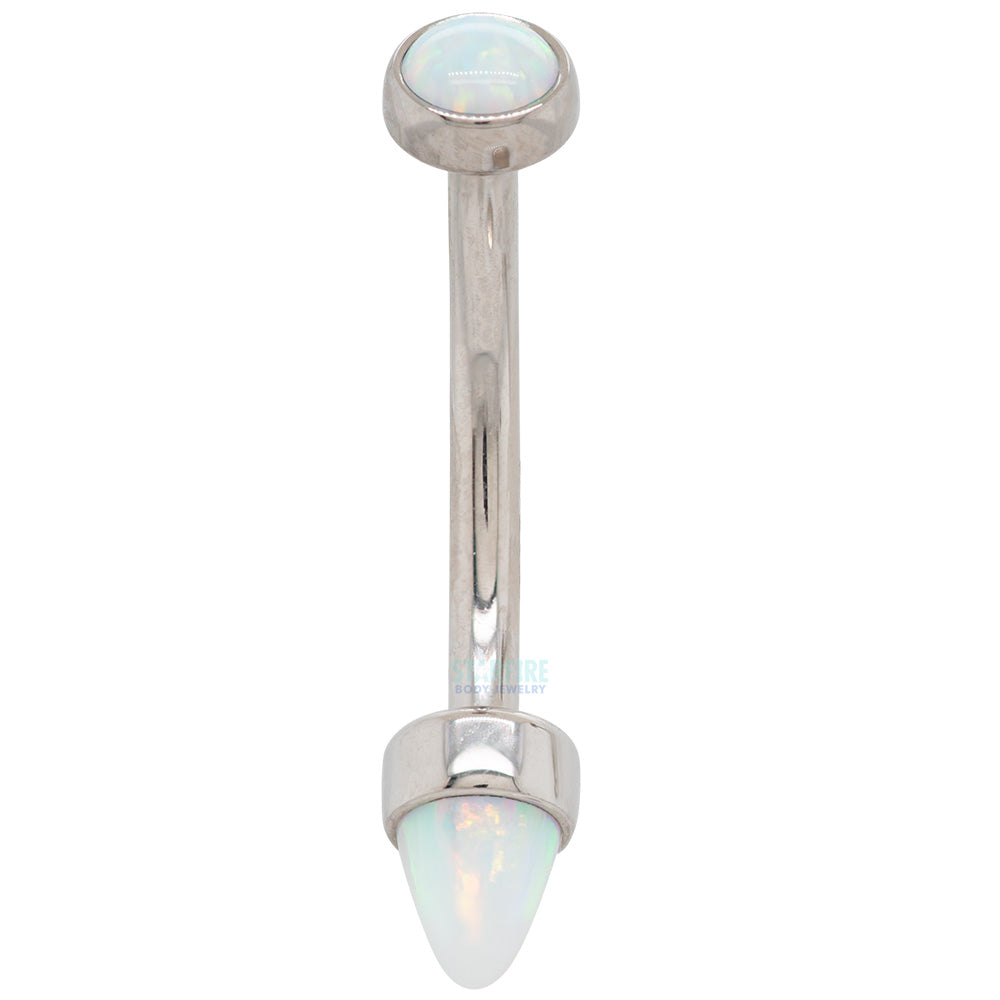 Opal Cabochon & Opal Bullet in Bezel Curved Barbell