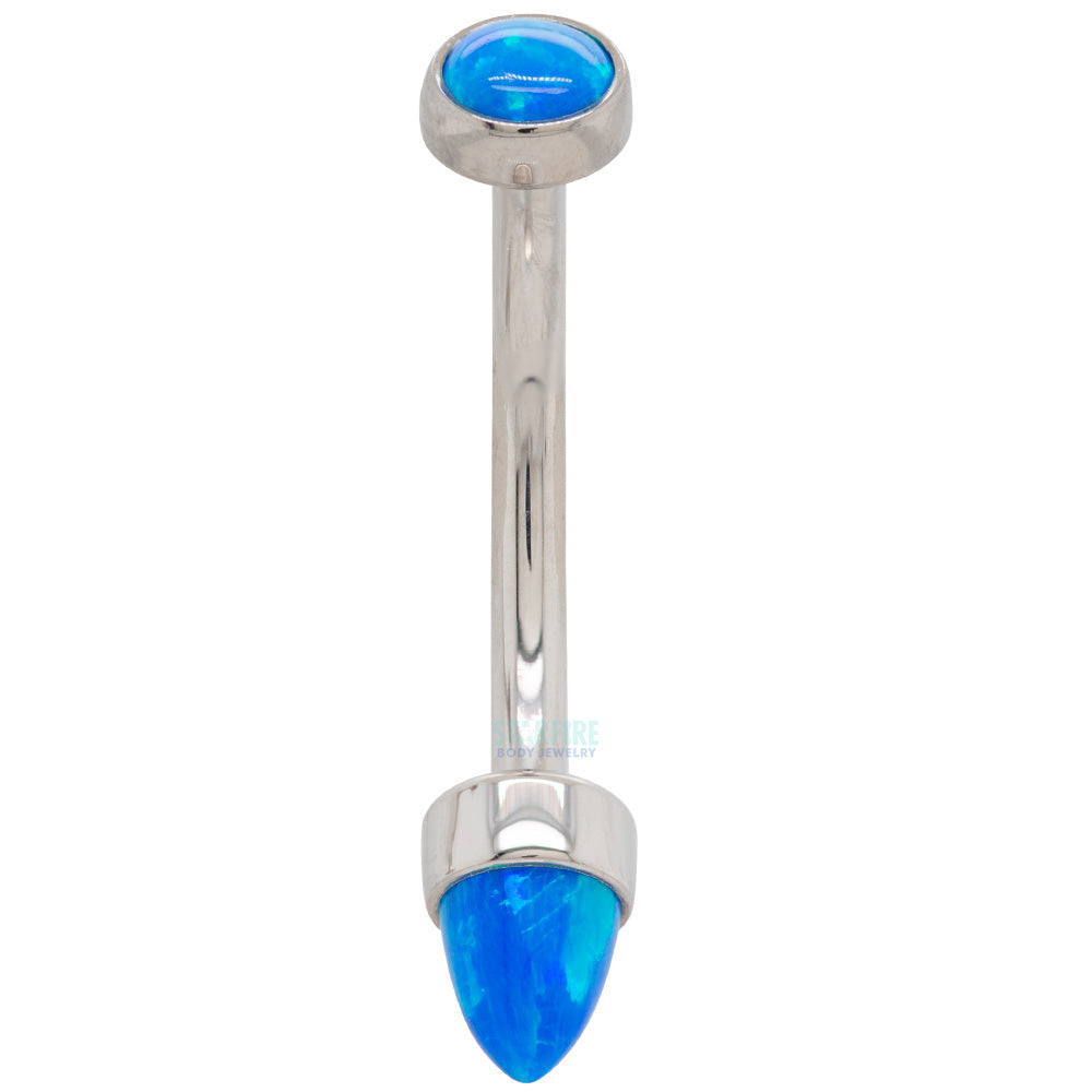 Opal Cabochon & Opal Bullet in Bezel Curved Barbell