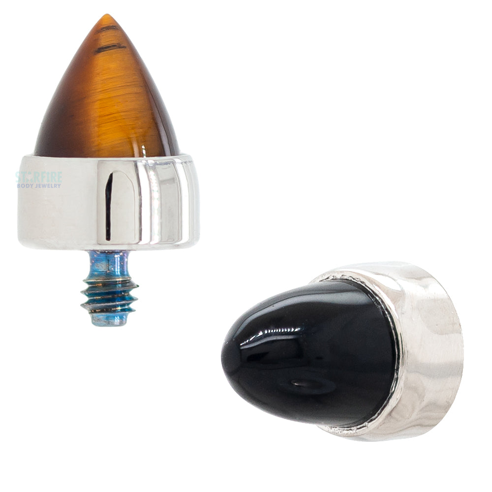 Bezel-Set Natural Stone Bullet Threaded End