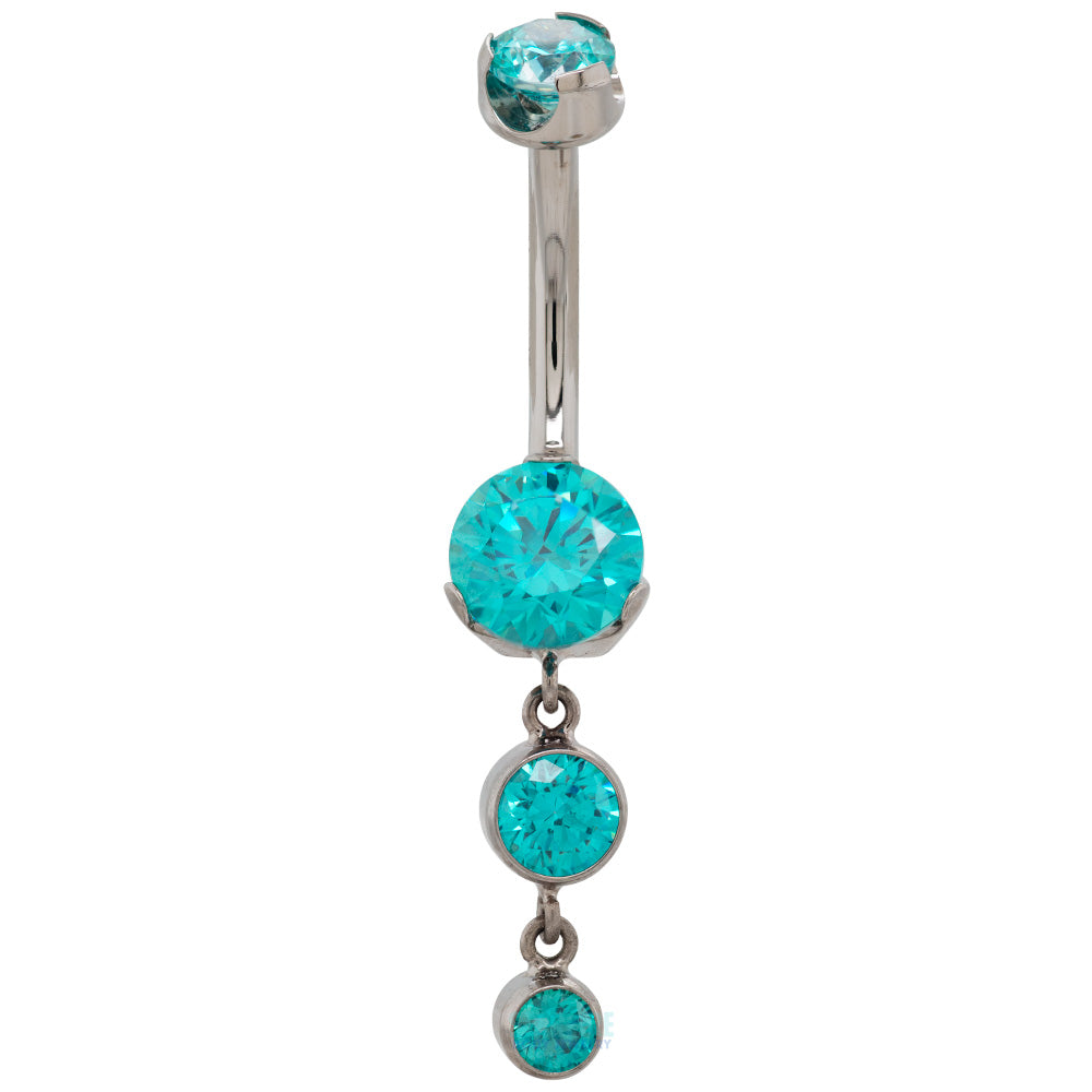 Prong-Set Brilliant-Cut Round Navel Curve with Dangle