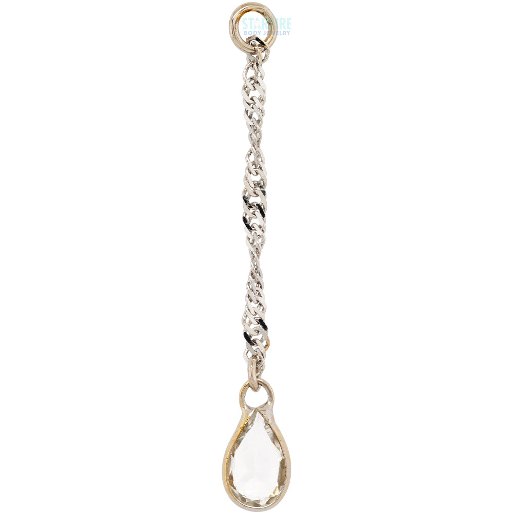 "Dulce" Chain Charm in Gold with White Topaz