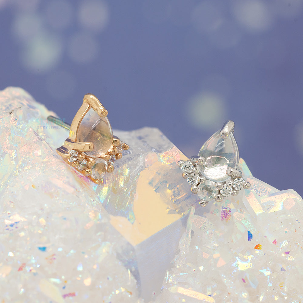threadless: "Love Language" End in Gold with Rainbow Moonstone & CZ's