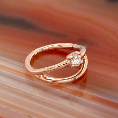 "BOGO 2" Seam Ring in Gold with CZ