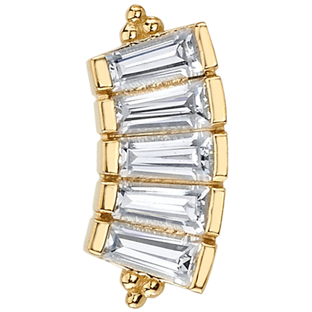 "Tapered Baguette Panaraya" Threaded End in Gold with White CZ's