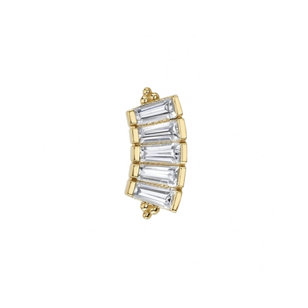 "Tapered Baguette Panaraya" Threaded End in Gold with White CZ's