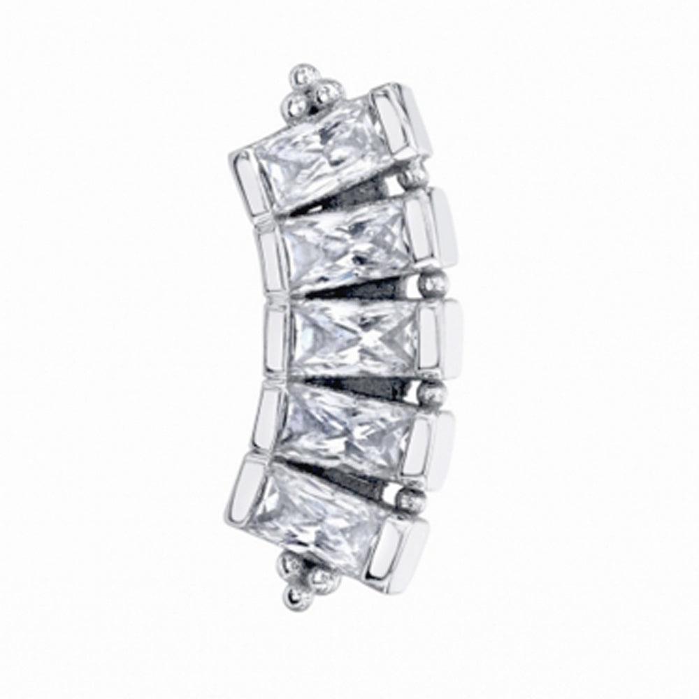 "5 Gem Baguette Panaraya" Threaded End in Gold with White CZ's