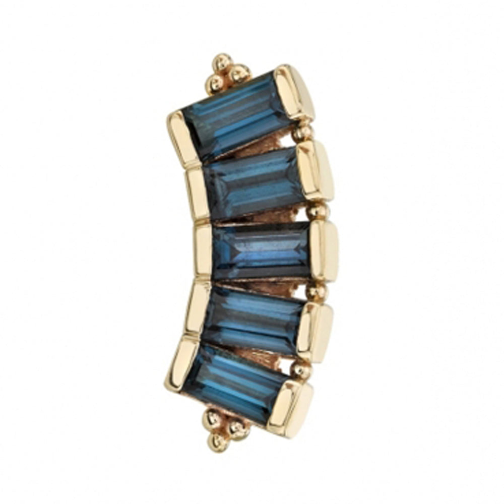 "5 Gem Baguette Panaraya" Threaded End in Gold with London Blue Topaz'