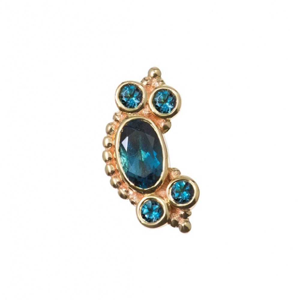 "Misty" Threaded End in Gold with London Blue Topaz'