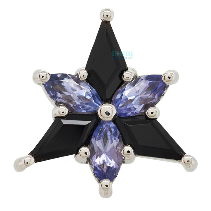 "Stargazer" Threaded End in Gold with Onyx & Tanzanite