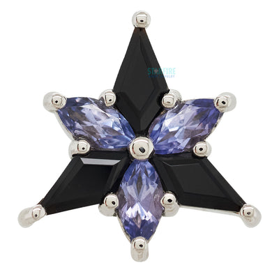 "Stargazer" Threaded End in Gold with Onyx & Tanzanite