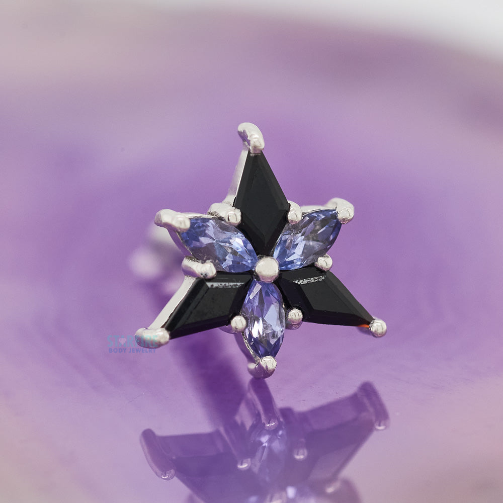 "Stargazer" Threaded End in Gold with Onyx & Tanzanite