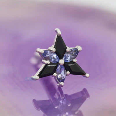 "Stargazer" Threaded End in Gold with Onyx & Tanzanite
