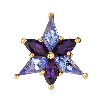 "Stargazer" Threaded End in Gold with Tanzanite & Amethyst