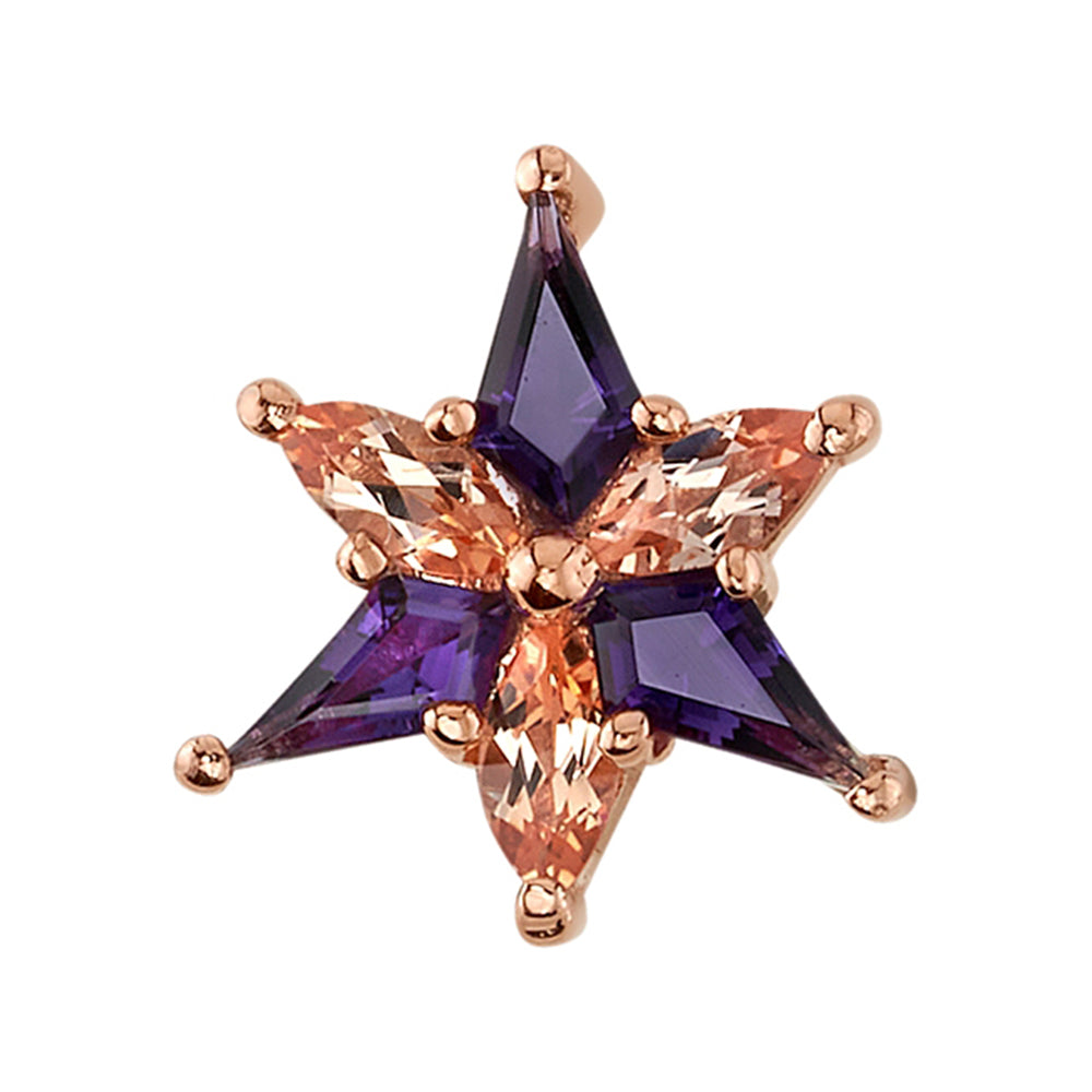 "Stargazer" Threaded End in Gold with Amethyst & Champagne Sapphire