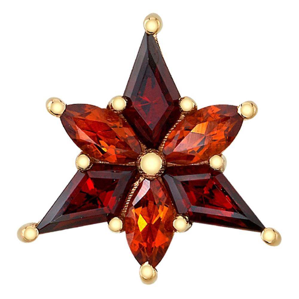 "Stargazer" Threaded End in Gold with Garnet & Madeira Citrine