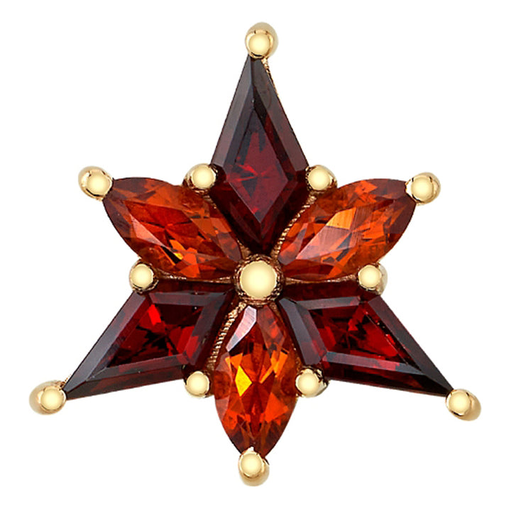 "Stargazer" Threaded End in Gold with Garnet & Madeira Citrine