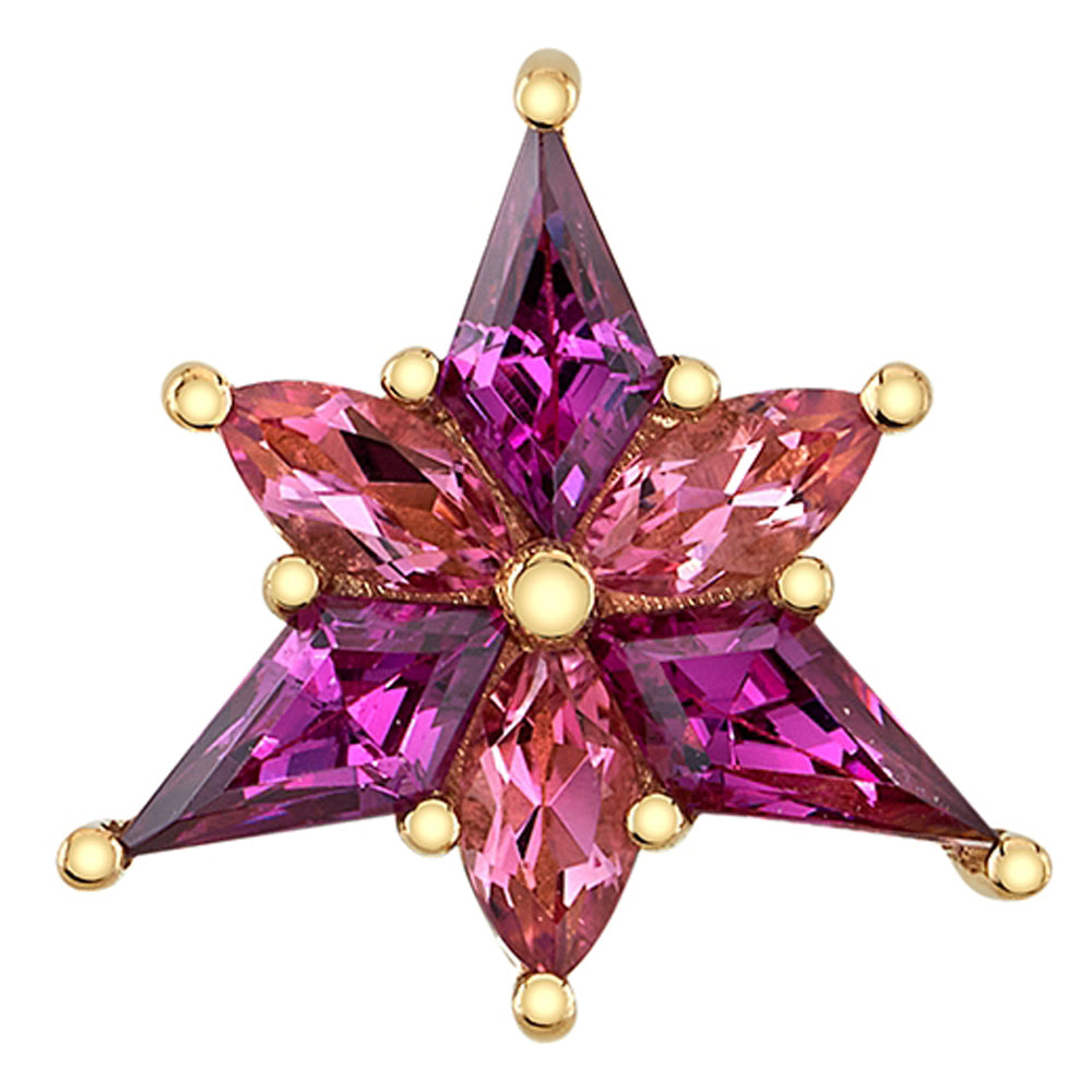 "Stargazer" Threaded End in Gold with Rhodolite & Pink Tourmaline