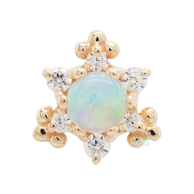 "Bayle" Threaded End in Gold with Genuine White Opal & White CZ's