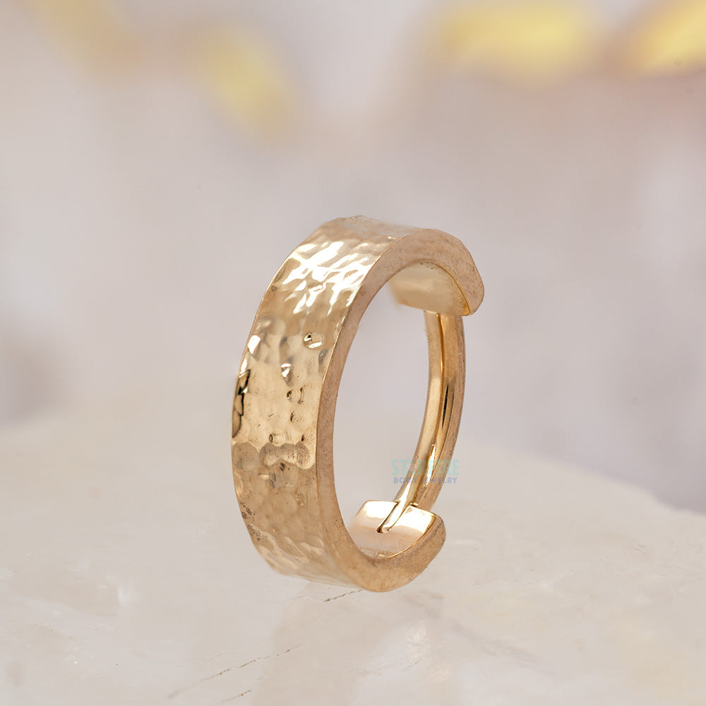 Hammered Ear Cuff Hinge Ring in Gold & Platinum