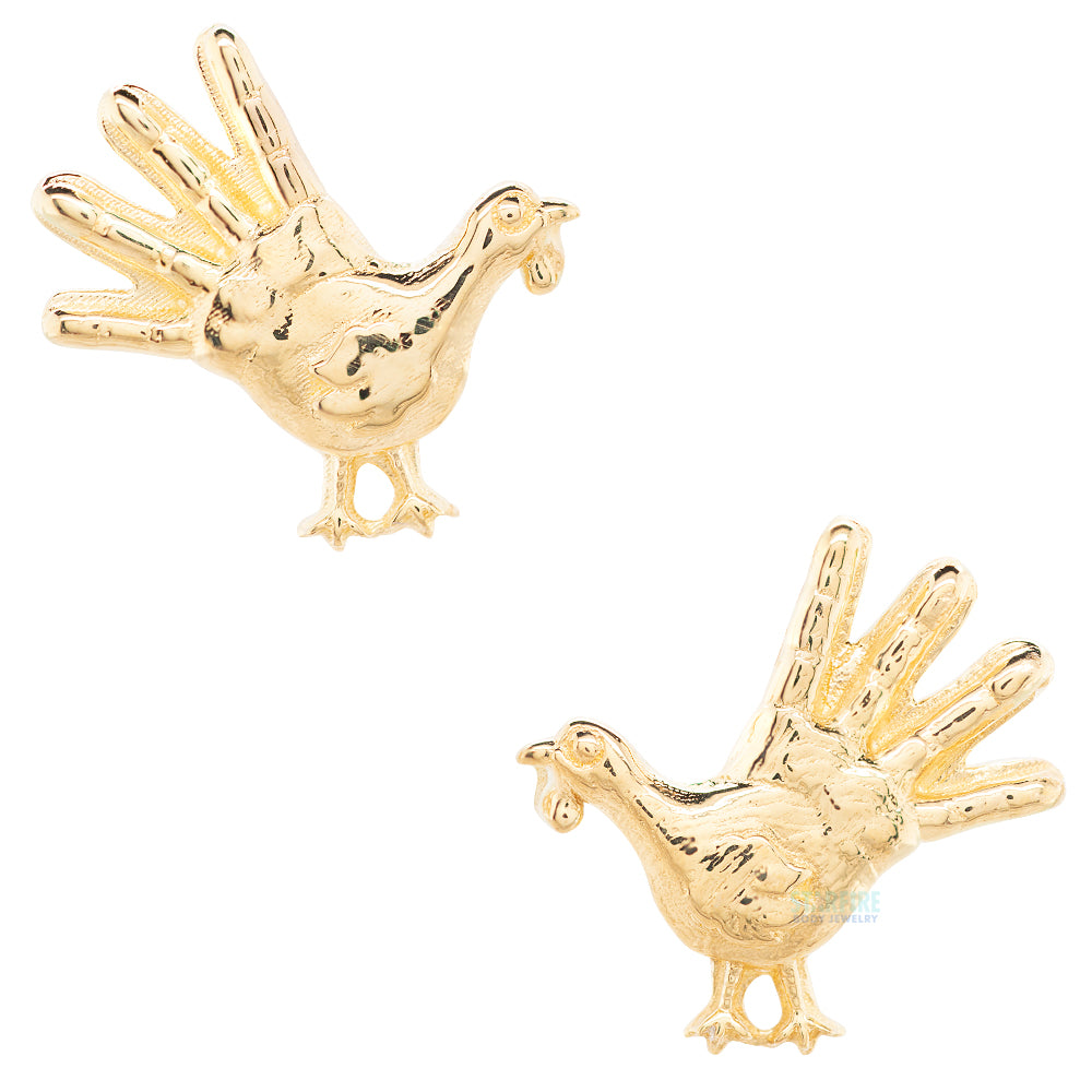 Hand Turkey Threaded End in Gold