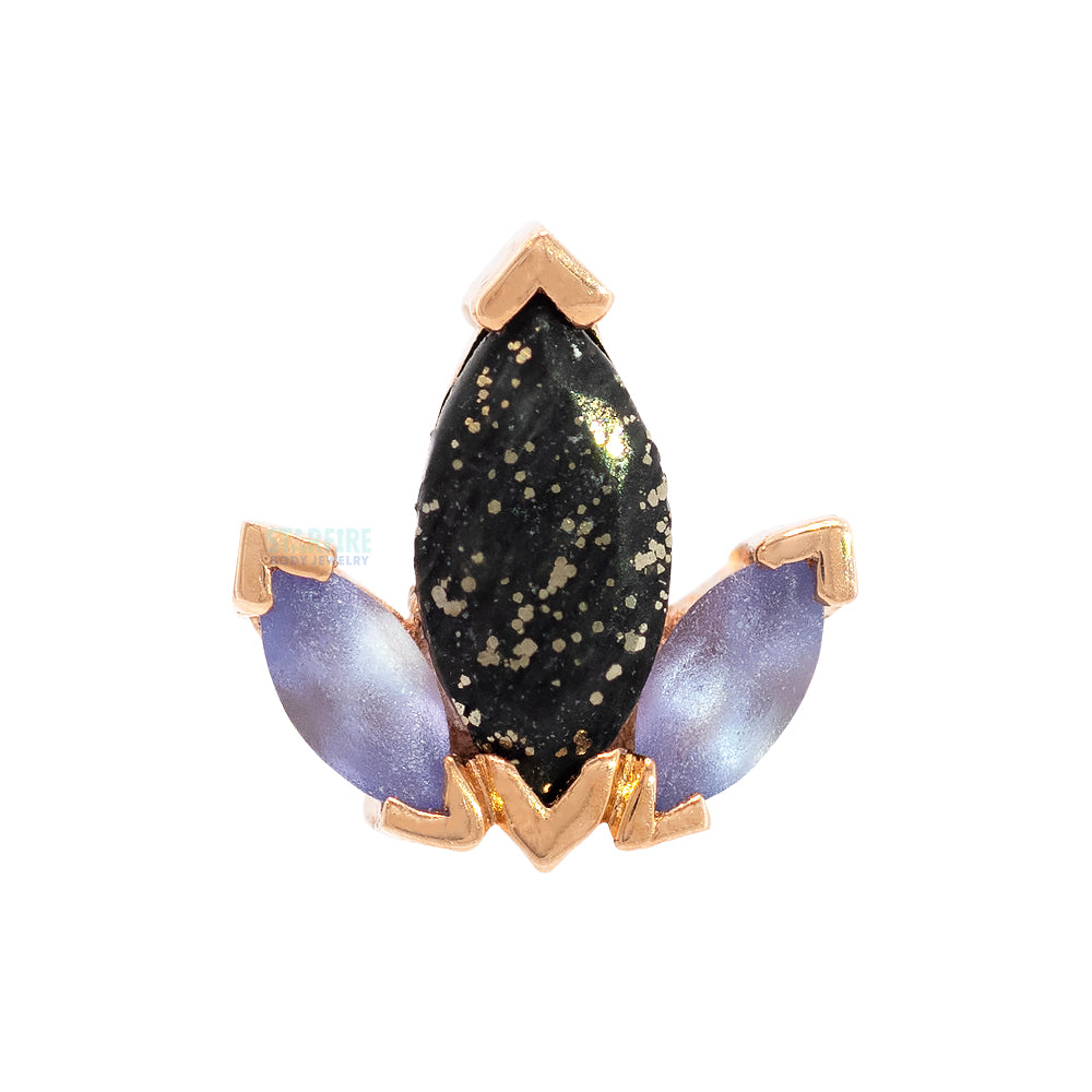 "AJ" Threaded End in Gold with Sandblasted Tanzanite & Faceted Pyrite