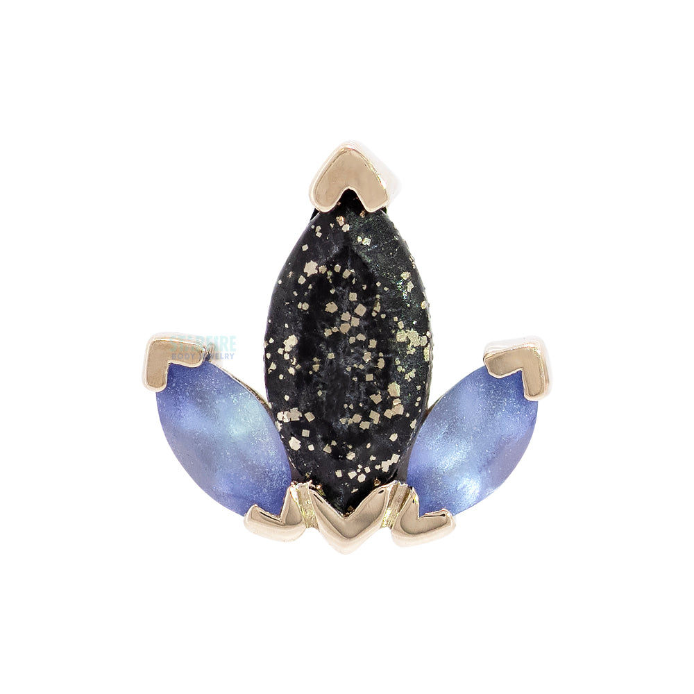 "AJ" Threaded End in Gold with Sandblasted Tanzanite & Faceted Pyrite