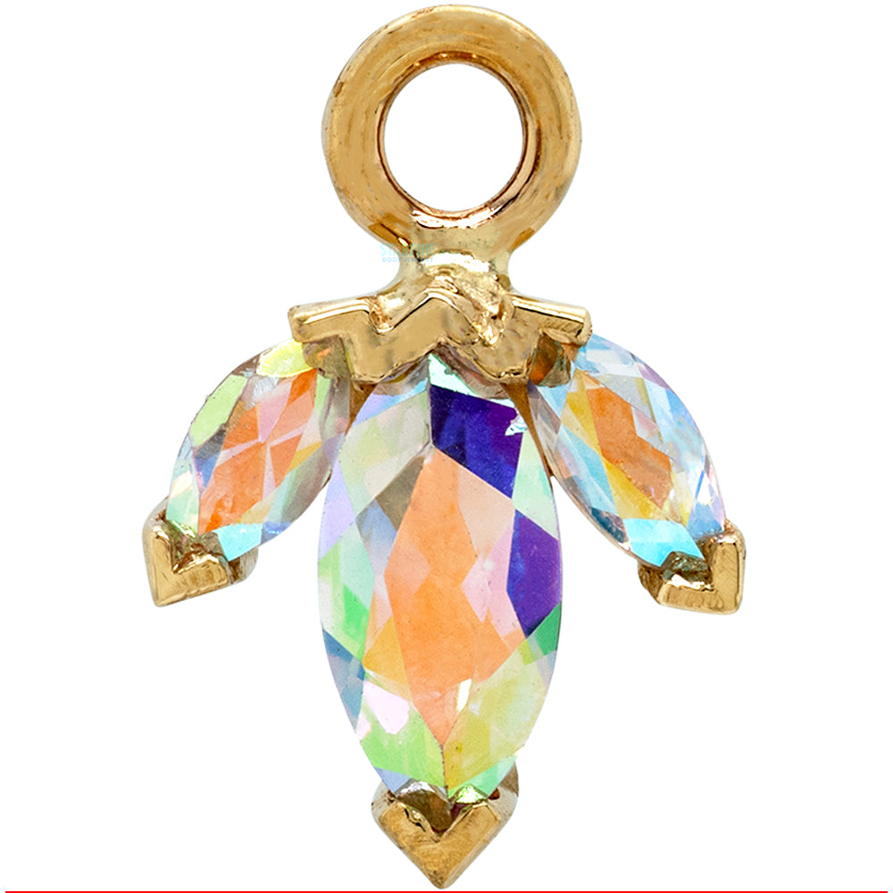 "Mini AJ" & "AJ" Charm in Gold & Platinum with Mercury Mist Topaz