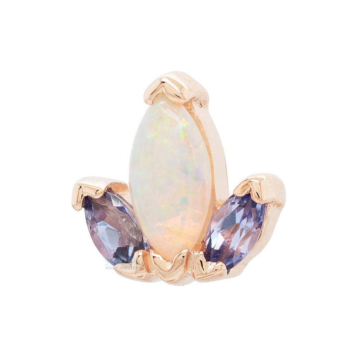 "Mini AJ" & "AJ" Threaded End in Gold with Tanzanite & Genuine White Opal